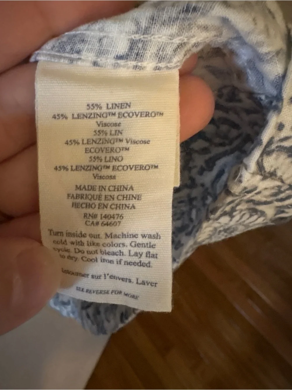 Faherty Isha Dress, Floral Blue Dress, Linen Blend, Pockets, Size XS - Picture 8 of 9
